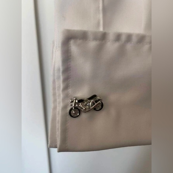 New Mens 2 Piece Motorcycle Silver Cufflinks - Harley Vintage Biker Accessories - Picture 8 of 12
